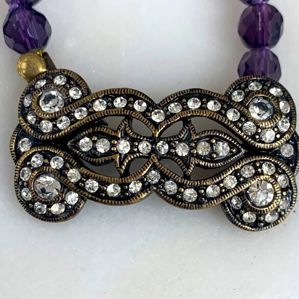 Qvc La Vintage Purple Bead Necklace With Swarovski Clasp 24” — image 2 of 7
